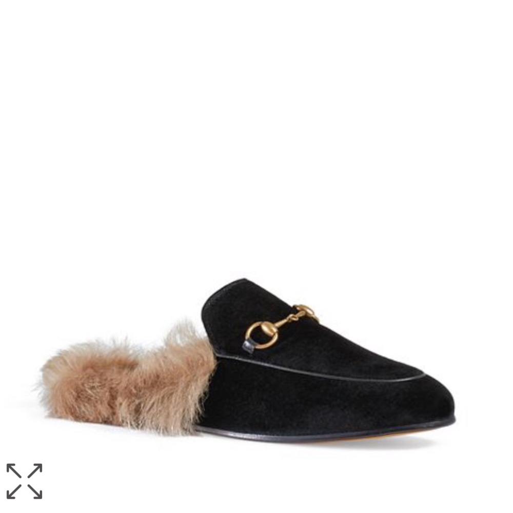 brand new Gucci Princeton velvet lamb fur slides